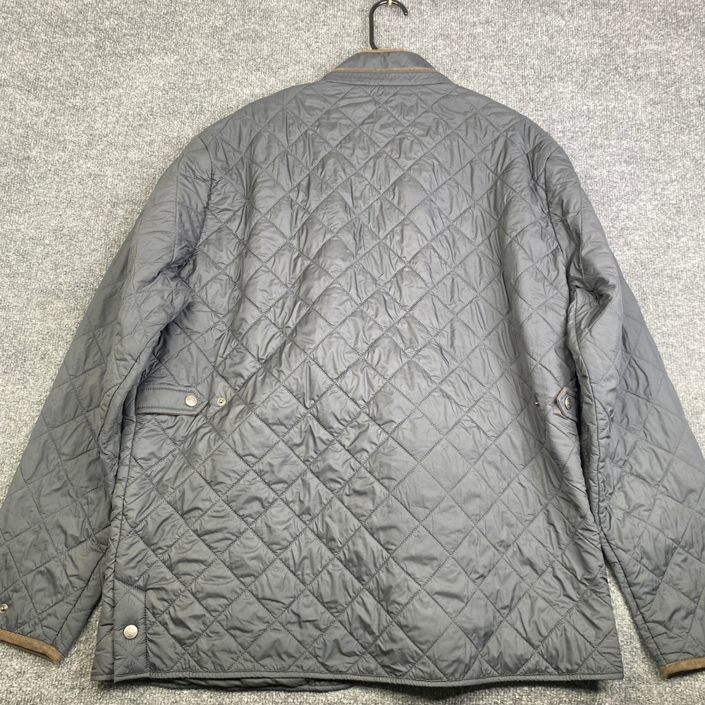 Peter Millar Suffolk Quilted Jacket Mens XXL Grey Diamond Quilt Fleece Line Coat - Picture 7 of 7